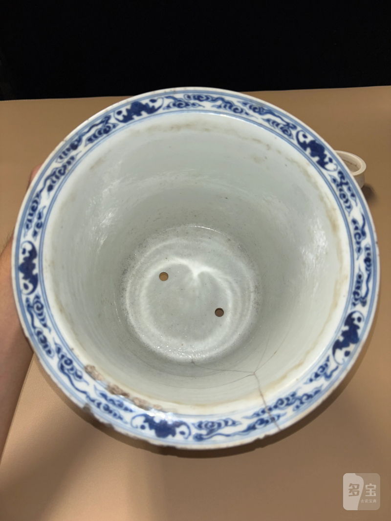清 青花骏马图花盆、德化白釉兽耳炉 - 图13